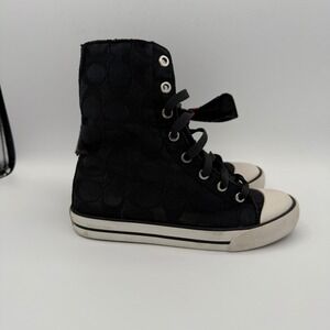 COACH Est. 1941 Black High Top Sneakers Fold‎ Down Pop Heart Graffiti Shoes